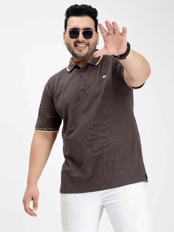 Men's Shirts for CampingSeamless Dark Grey Plus Size Polo T-shirt