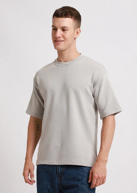 Men's Shirts for Beach OutingsPale Gray Oversized Basic T-shirt