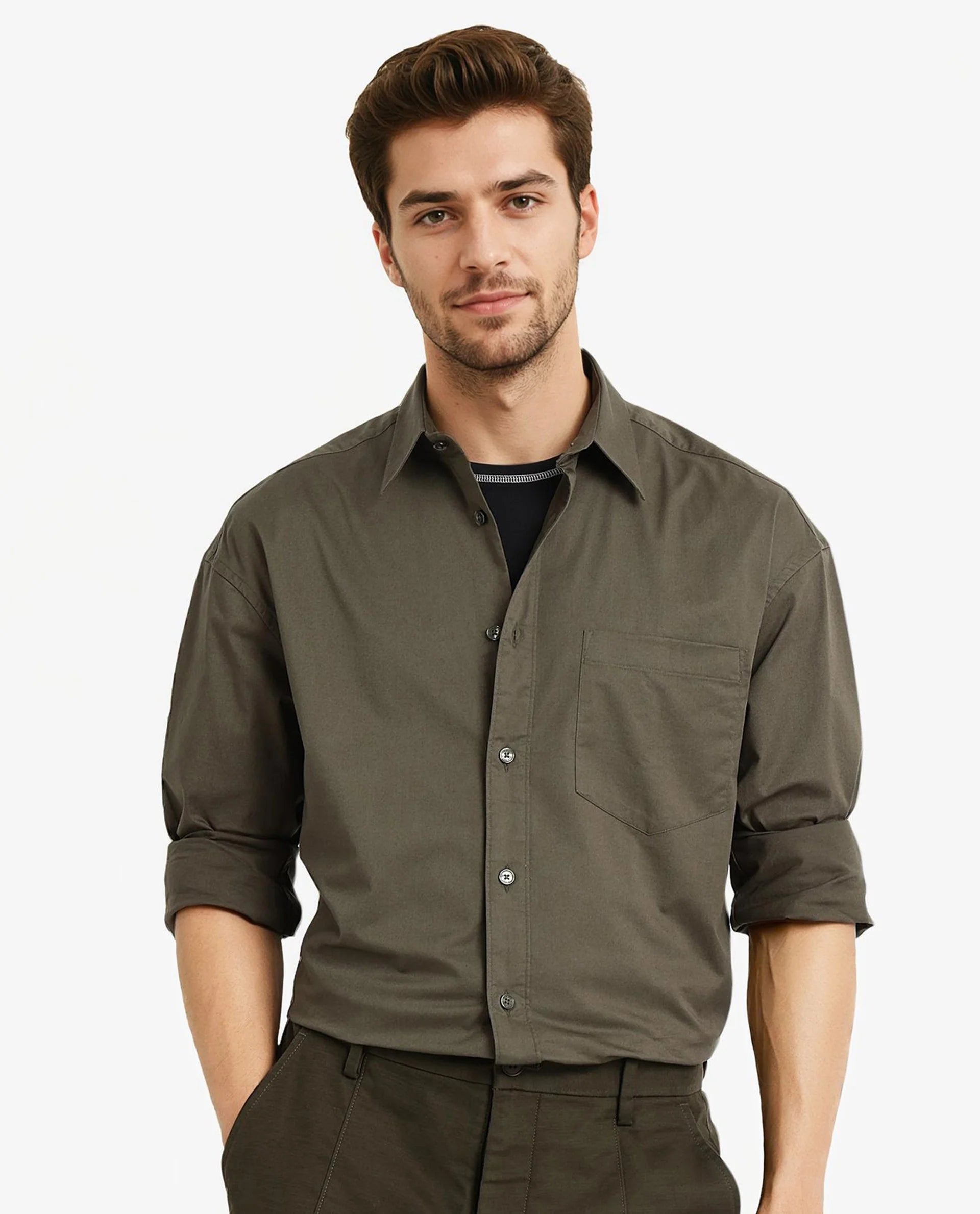 Men's Custom Dress Shirts for a Personalized FitRare Rabbit Men Lewi Olive Cotton Lycra Fabric Full Sleeve Regular Collar Boxy Fit Plain Shirt Men's Custom Dress Shirts for a Personalized FitRare Rabbit Men Lewi Olive Cotton Lycra Fabric Full Sleeve Regular Collar Boxy Fit Plain Shirt