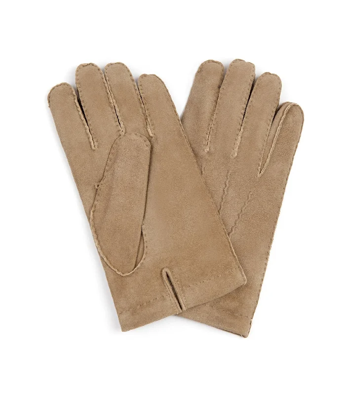 High-Quality BeaniesTrunk Cashmere Lined Suede Gloves: Taupe