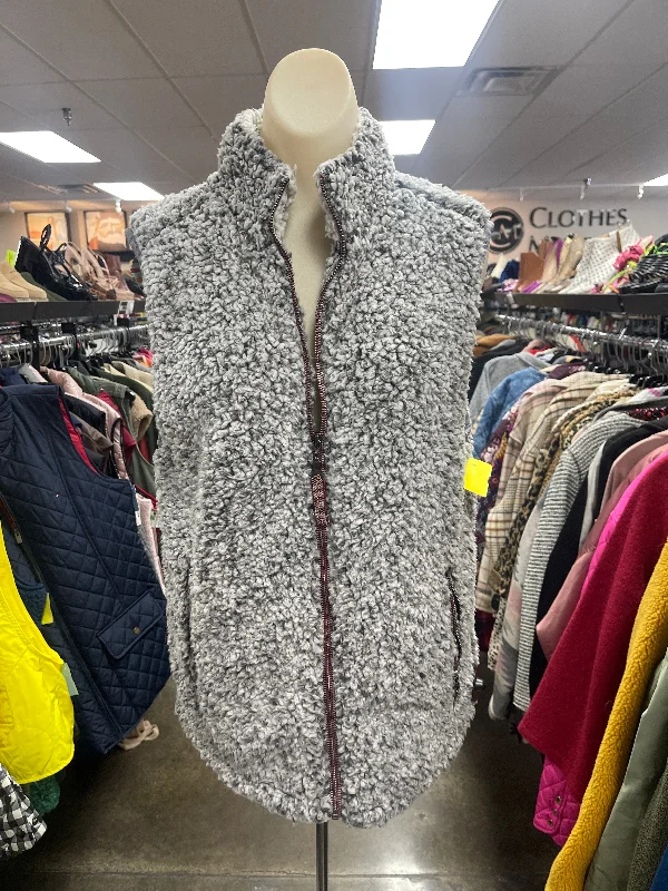 Men's Coats with ButtonsVest Faux Fur & Sherpa By True Grit In Grey, Size: S