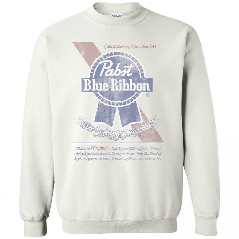 Men's Sweaters with Button CuffsPabst Blue Ribbon Beer Can Label Crew Sweatshirt