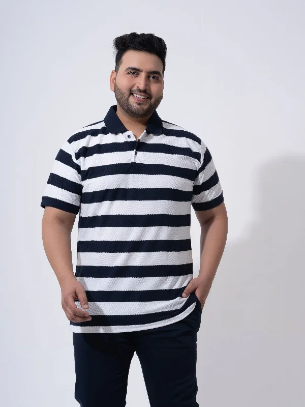 Men's Shirts with Drawstring WaistbandsNavy White Structure Premium Polo