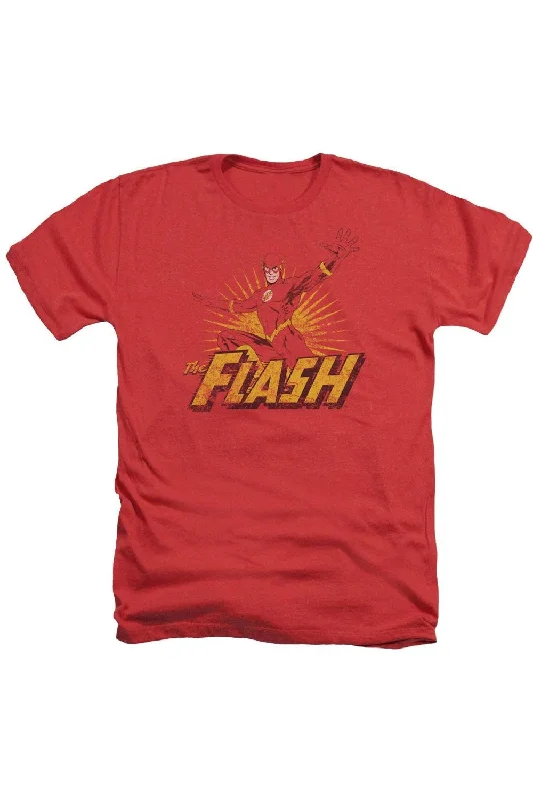 Men's Shirts for Beach OutingsJustice League of America Flash Rough Distress Adult Heather Tee / T-Shirt Men's Shirts for Beach OutingsJustice League of America Flash Rough Distress Adult Heather Tee / T-Shirt