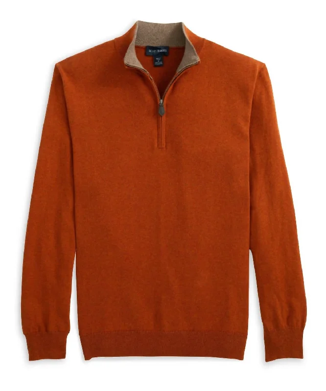 Men's Sweaters with Straight-Cut ShapesMen's Quarter Zip Sweater In Spice