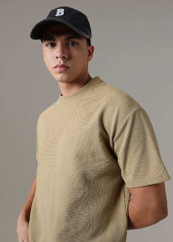 Elegant Men's Dress ShirtsOversized Beige Textured T-shirt