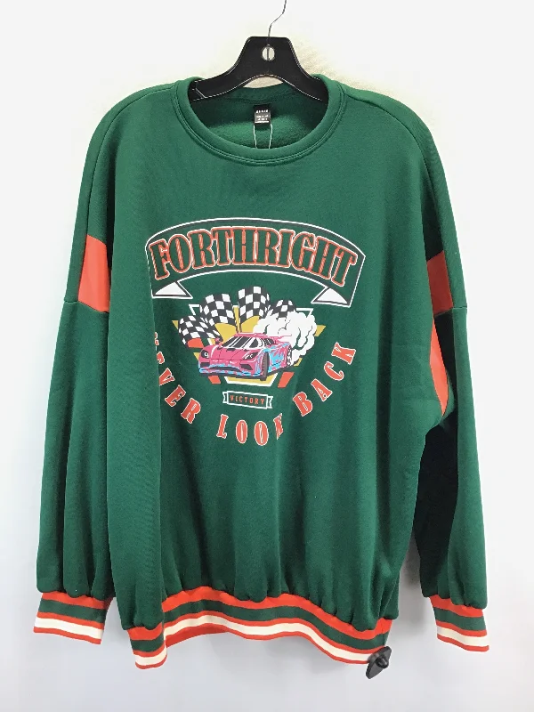 Men's Hoodies for Outdoor ActivitiesSweatshirt Collar By Shein In Green & Orange, Size: S