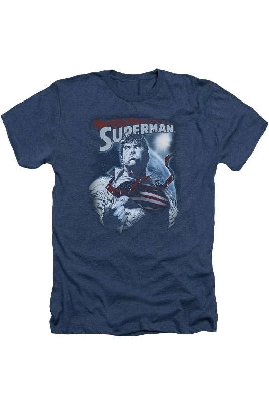 Men's Shirts with Zippered PocketsSuperman Honor And Protect Adult Heather Tee / T-Shirt Men's Shirts with Zippered PocketsSuperman Honor And Protect Adult Heather Tee / T-Shirt