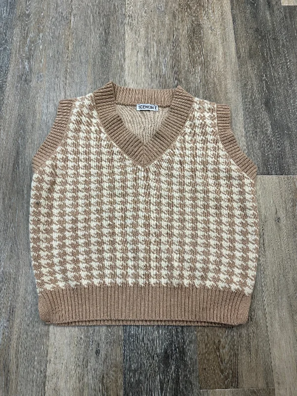 Affordable Men's Winter CoatsVest Sweater By SDENCIN In Tan, Size: S