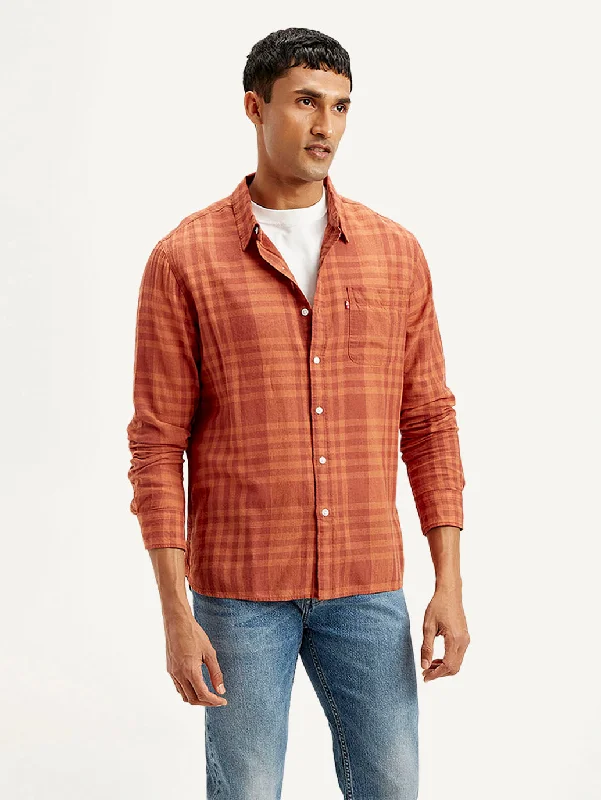 Layered Men's Henley ShirtsMen's Checkered Slim Fit Linen Shirt