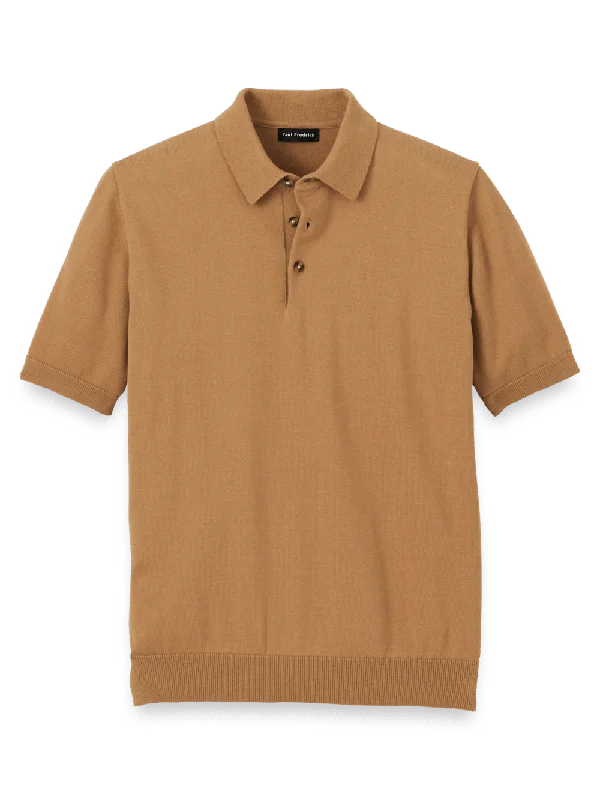 Solid-Colored Men's ShirtsSupima Cotton Three Button Polo - Light Brown