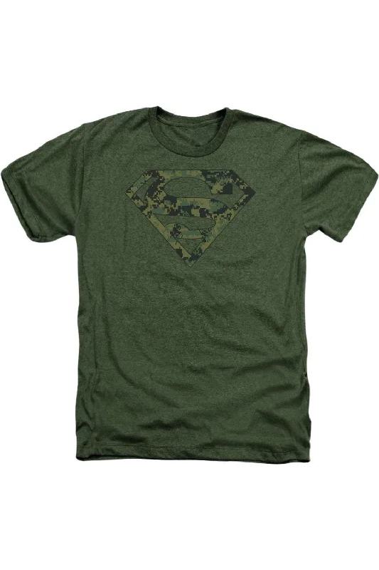 Men's Unique and Designer TopsSuperman Marine Camo Shield Adult Heather Tee / T-Shirt Men's Unique and Designer TopsSuperman Marine Camo Shield Adult Heather Tee / T-Shirt