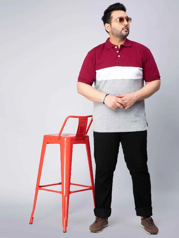 Men's Shirts for Beach OutingsMaroon Triple Stripped Polo
