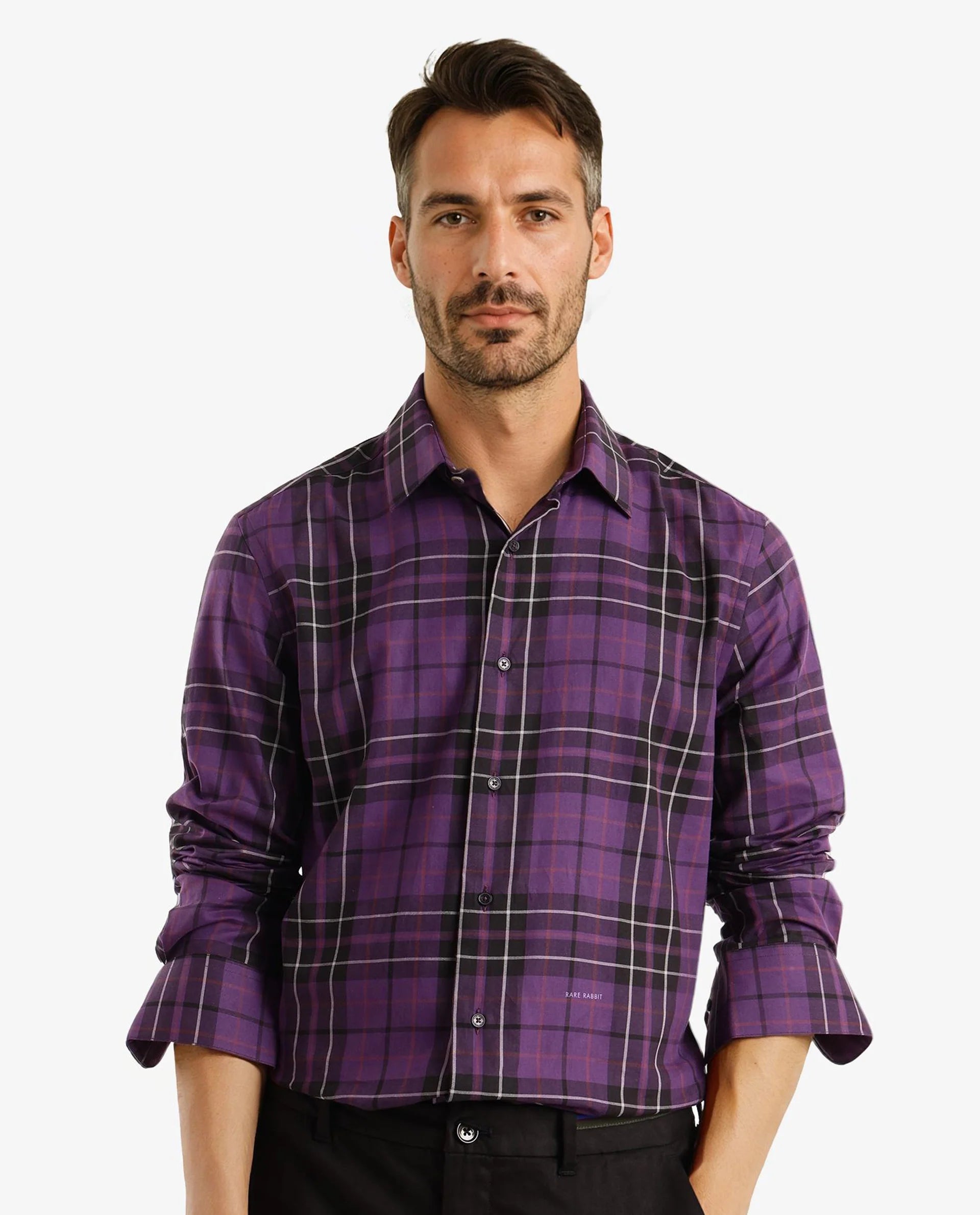 Men's Cowboy Shirts for Western StyleRare Rabbit Men Haze Dark Purple Full Sleeve Regular Collar Button Closure Regular Fit Checks Shirt Men's Cowboy Shirts for Western StyleRare Rabbit Men Haze Dark Purple Full Sleeve Regular Collar Button Closure Regular Fit Checks Shirt