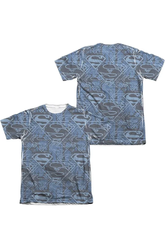 Men's Shirts with Surplice HemlinesSuperman Shielded (Front/Back Print) Adult 65/35 Poly/Cotton Short Sleeve Tee / T-Shirt Men's Shirts with Surplice HemlinesSuperman Shielded (Front/Back Print) Adult 65/35 Poly/Cotton Short Sleeve Tee / T-Shirt