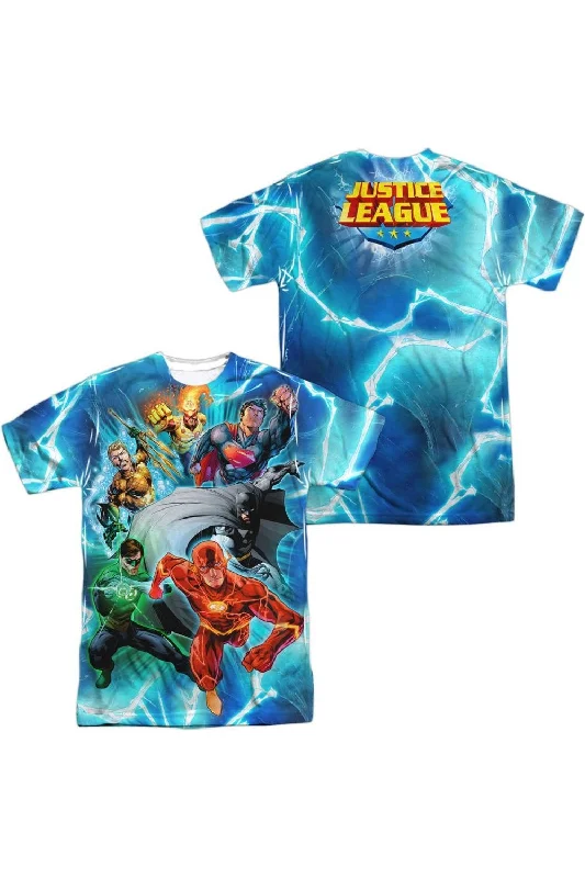 Men's Casual Shirts for Everyday WearJustice League of America Lightning Team (Front/Back Print) Short Sleeve Adult Poly Crew Tee / T-Shirt Men's Casual Shirts for Everyday WearJustice League of America Lightning Team (Front/Back Print) Short Sleeve Adult Poly Crew Tee / T-Shirt