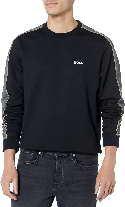 Men's Sweaters with Ribbed WaistbandsEmbroidered Logo Cotton Blend Sweatshirt In Black Thunder Men's Sweaters with Ribbed WaistbandsEmbroidered Logo Cotton Blend Sweatshirt In Black Thunder