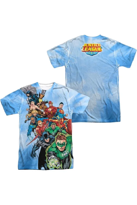 Men's Unique and Designer TopsJustice League of America Heroes Unite (Front/Back Print) Short Sleeve Adult 100% Poly Crew Tee / T-Shirt Men's Unique and Designer TopsJustice League of America Heroes Unite (Front/Back Print) Short Sleeve Adult 100% Poly Crew Tee / T-Shirt