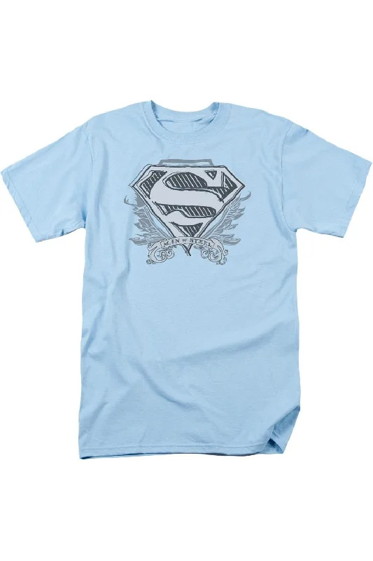 Casual Men's T-ShirtsSuperman Sketchy Crest Shield Short Sleeve Adult Tee / T-Shirt