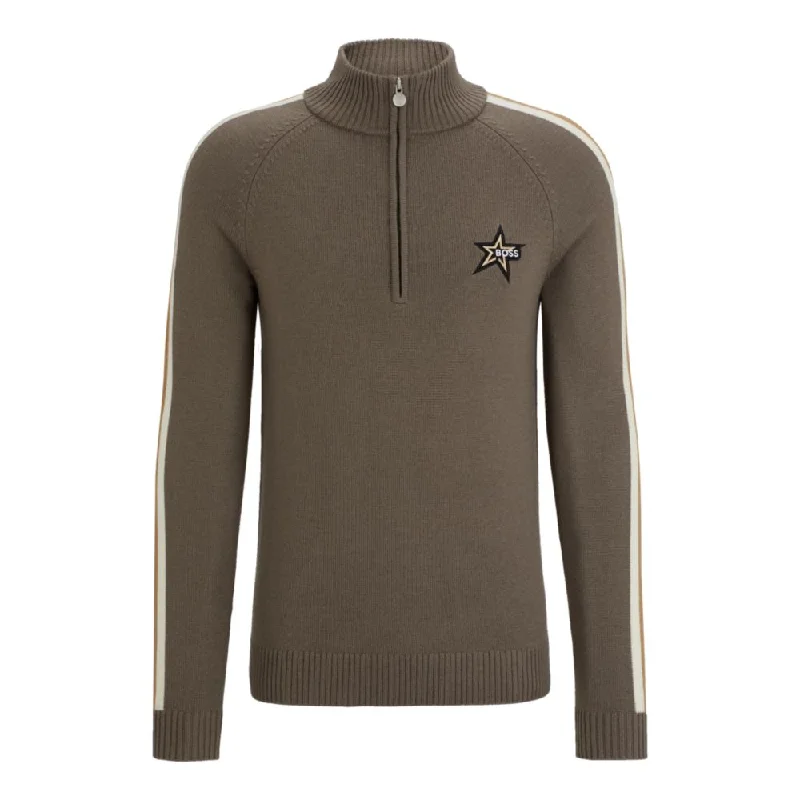 Men's Sweaters with Asymmetrical HemlinesBOSS x Perfect Moment zip-neck sweater in virgin wool Men's Sweaters with Asymmetrical HemlinesBOSS x Perfect Moment zip-neck sweater in virgin wool