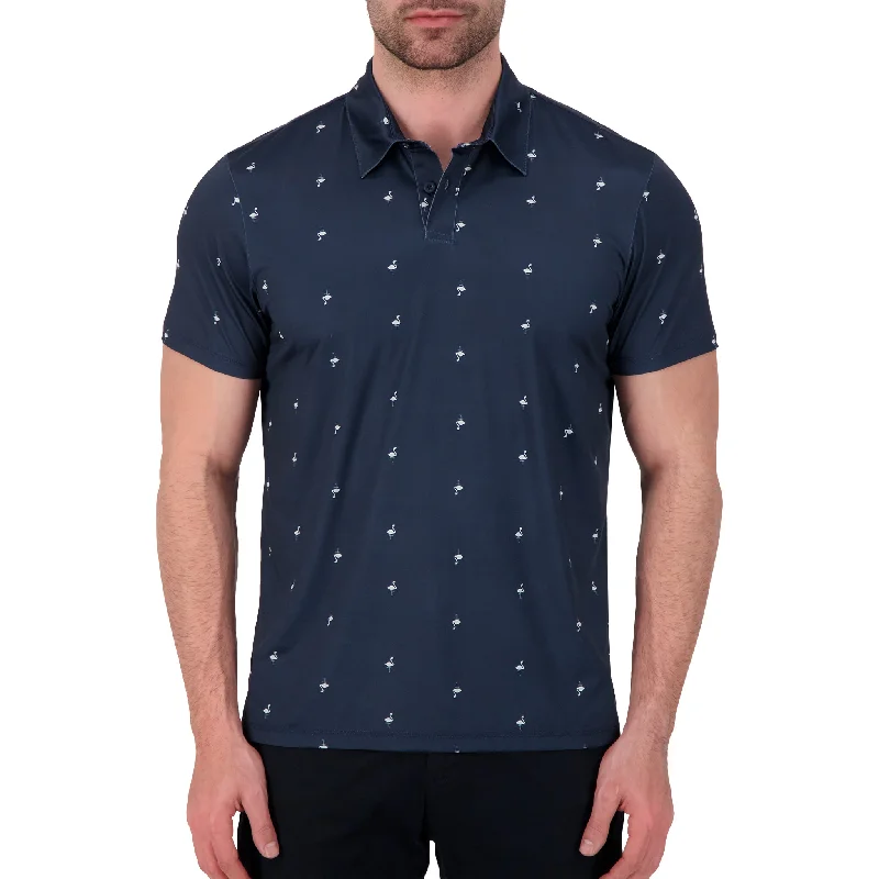 Men's Shirts with Drawstring WaistbandsNavy Flamingo Performance Polo