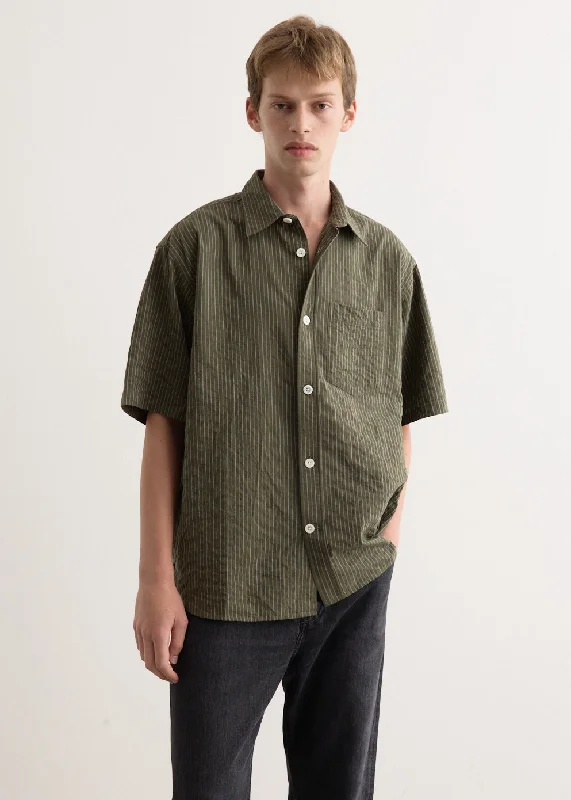 Men's Shirts with Scoop NecksMo Oversized Stripe Short Sleeve Shirt