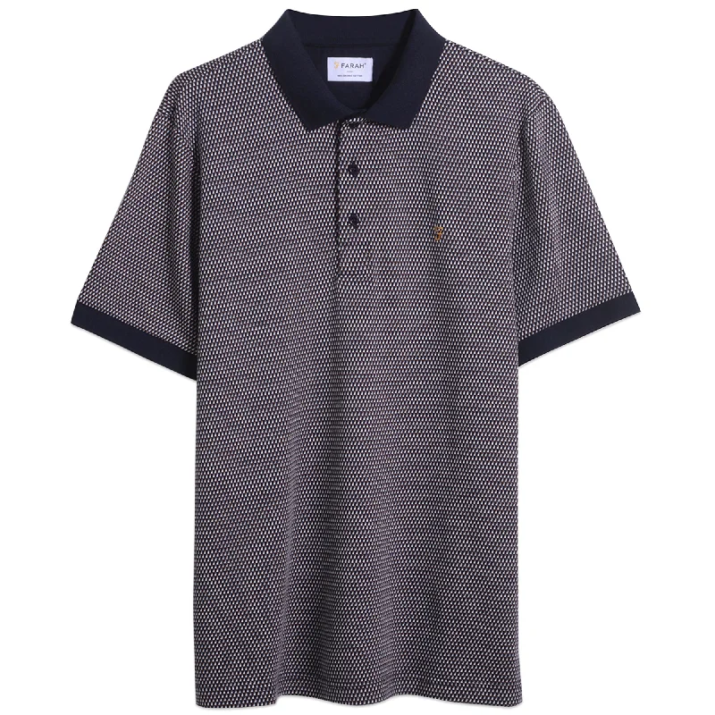 Men's Shirts with Tab CollarsFarah Camden Jacquard Check Polo - True Navy