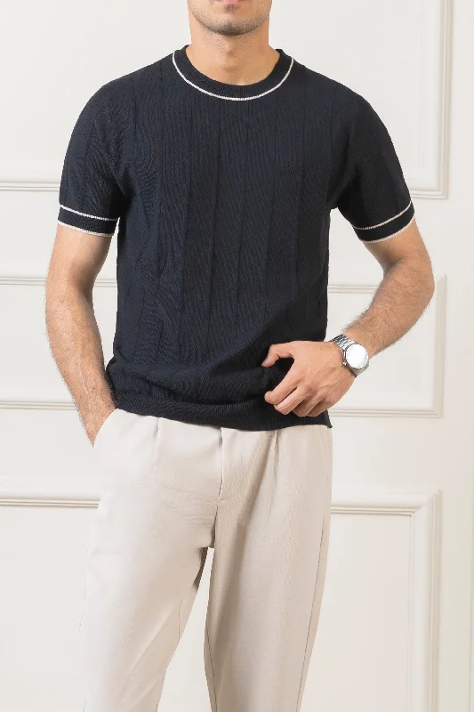 Men's Shirts with Elastic WaistbandsSWEATER KNIT SHIRT BLACK