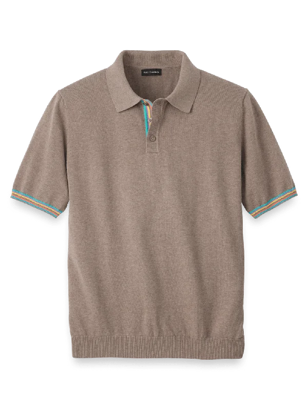 Men's Shirts with Abstract DesignsCotton Three Button Polo - Brown