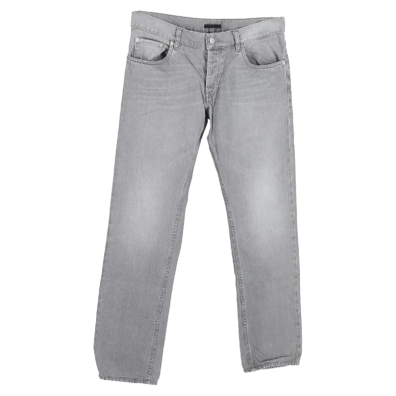 Men's Jeans for a Night OutPrada Mid-Waist Straight-Leg Jeans in Grey Cotton Denim