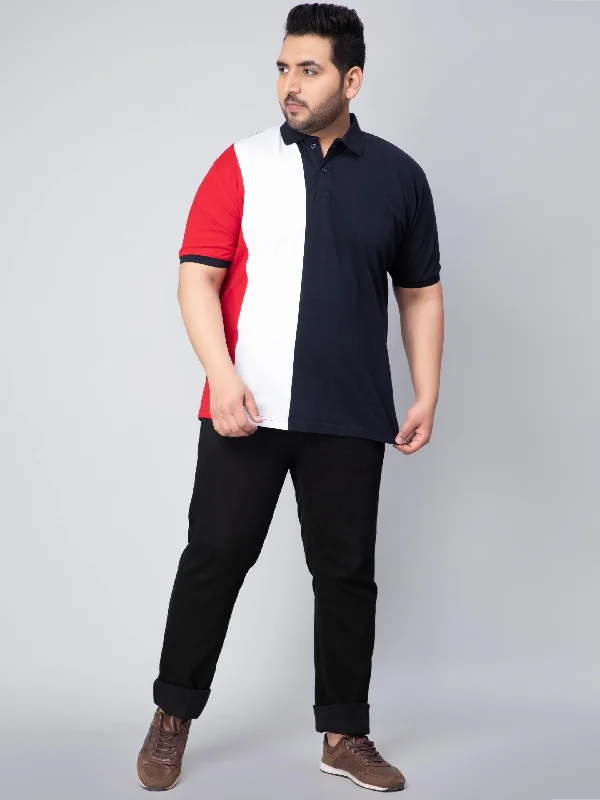 Men's Shirts with CollarsClassic Navy Triple Color Plus Size Polo T-shirt