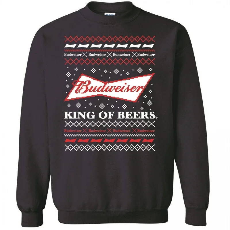 Men's Sweaters with Button CuffsBudweiser Bowtie Logo Ugly Christmas Sweater Sweatshirt Men's Sweaters with Button CuffsBudweiser Bowtie Logo Ugly Christmas Sweater Sweatshirt