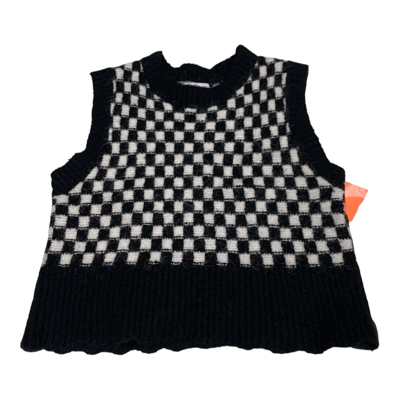 Casual Men's Bomber JacketsVest Sweater By Vestique In Black & White, Size: S