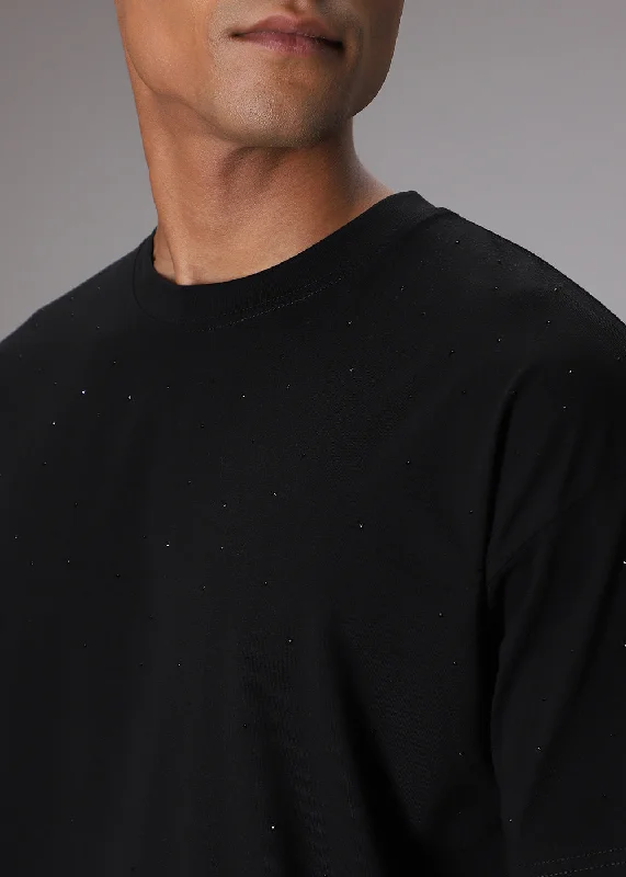 Men's Shirts with Antimicrobial TreatmentStud Black Oversized T-Shirt