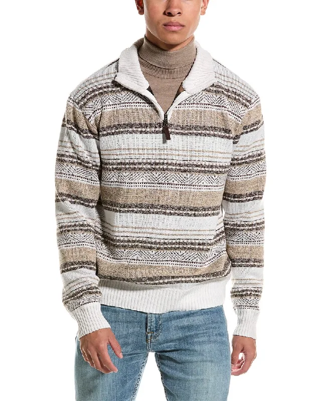 Men's Sweaters in Earthy TonesPoint Zero Mock Zip Striped Texture 1/4-Zip Sweater