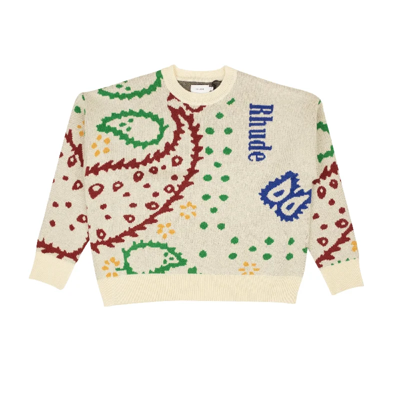 Trendy Men's Oversized SweatersRhude Bandana Crew - Cream/Mult