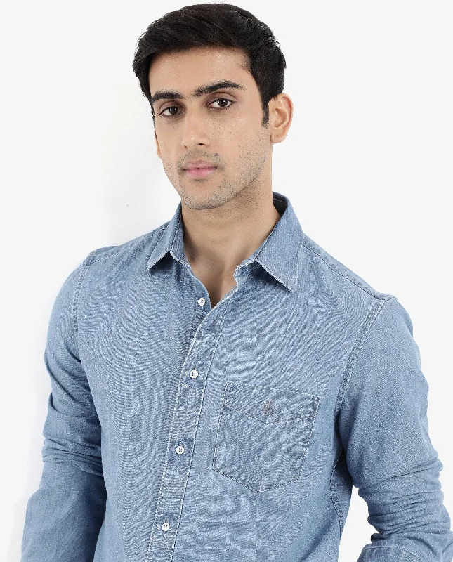 Men's Regular-Fit Shirts for a Classic FitRare Rabbit Men's Storm Light Blue Cotton Fabric Full Sleeve Regular Fit Plain Denim Shirt Men's Regular-Fit Shirts for a Classic FitRare Rabbit Men's Storm Light Blue Cotton Fabric Full Sleeve Regular Fit Plain Denim Shirt