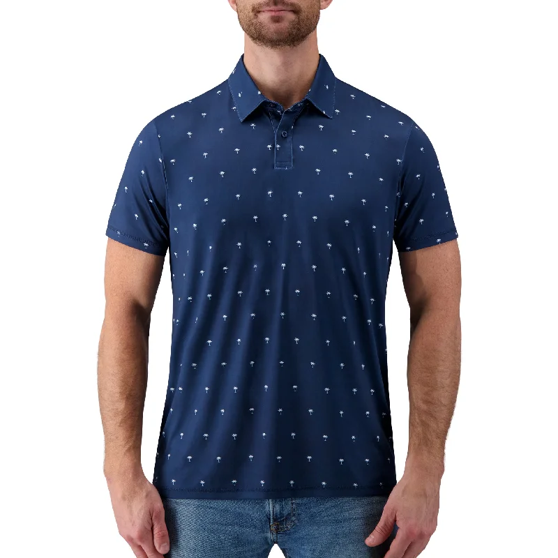 Men's Shirts with Mandarin CollarsNavy Palm Tree Performance Polo