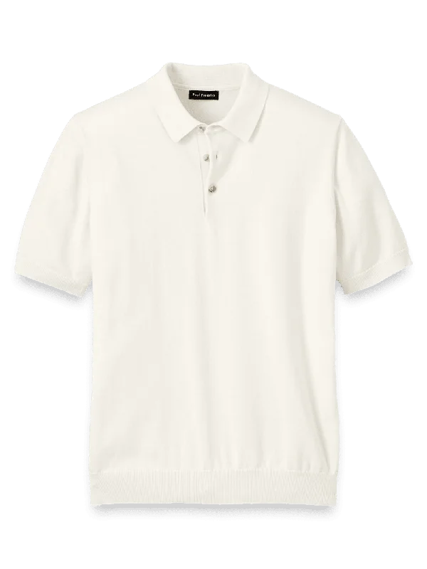 Men's Shirts with Barrel CuffsSupima Cotton Three Button Polo - Off White