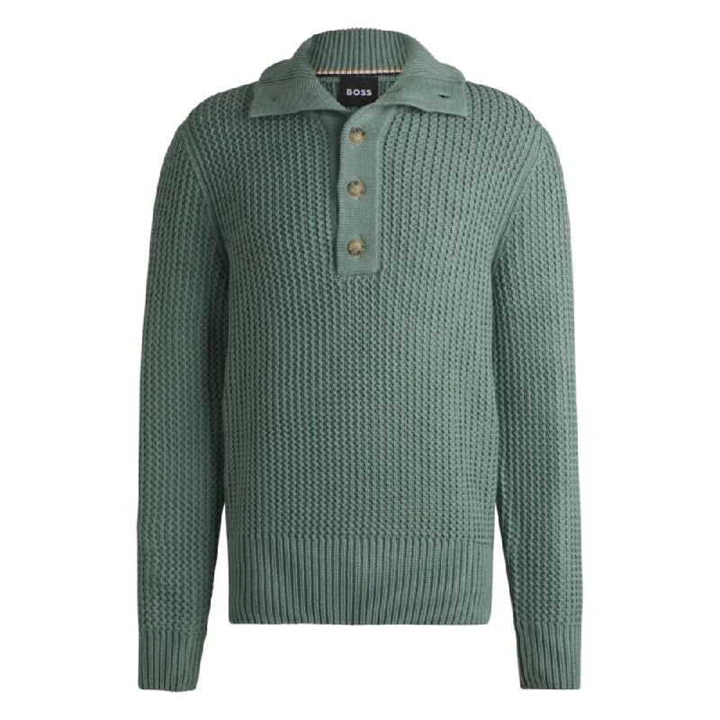 Men's Sweaters with Asymmetrical HemlinesWool regular-fit sweater with buttoned placket Men's Sweaters with Asymmetrical HemlinesWool regular-fit sweater with buttoned placket
