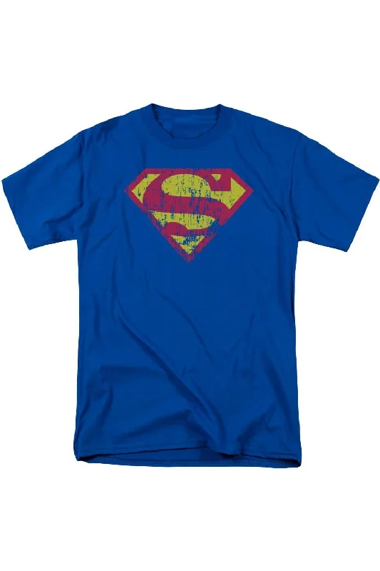 Men's Shirts with Roll-Up SleevesSuperman Classic Logo Distressed Short Sleeve Adult Tee / T-Shirt