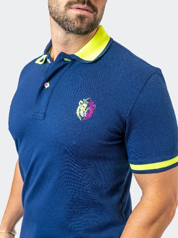 Men's Shirts with Lace-Up HemlinesPolo TipDelhi Navy