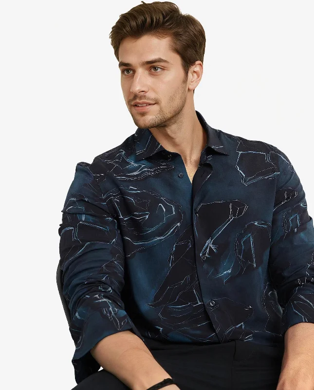 Men's Solid-Colored Shirts for VersatilityRare Rabbit Men Nexus Dark Teal Viscose Fabric Full Sleeve Regular Fit Abstract Print Shirt Men's Solid-Colored Shirts for VersatilityRare Rabbit Men Nexus Dark Teal Viscose Fabric Full Sleeve Regular Fit Abstract Print Shirt