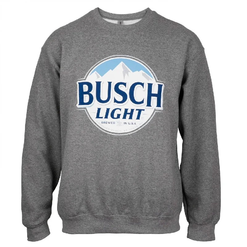 Men's Sweaters with SnapsBusch Light Logo Grey Crewneck Sweatshirt
