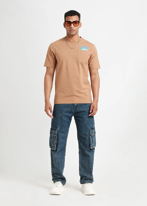 Men's Shirts with Mandarin CollarsCaramel Brown T-Shirt
