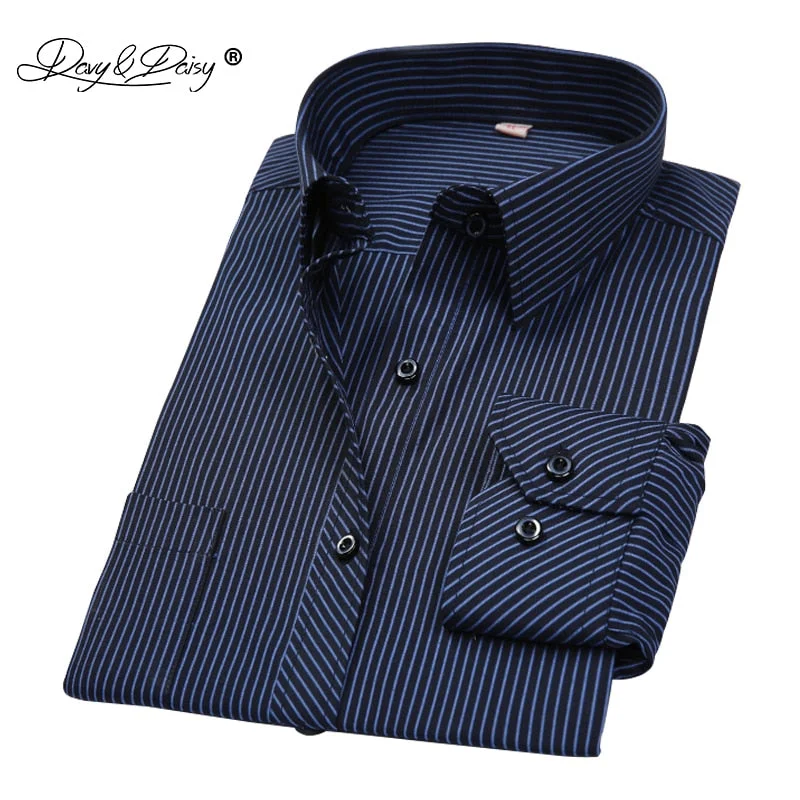 Men's Graphic Print T-Shirts for a Statement LookLong Sleeved Striped  Business Shirt