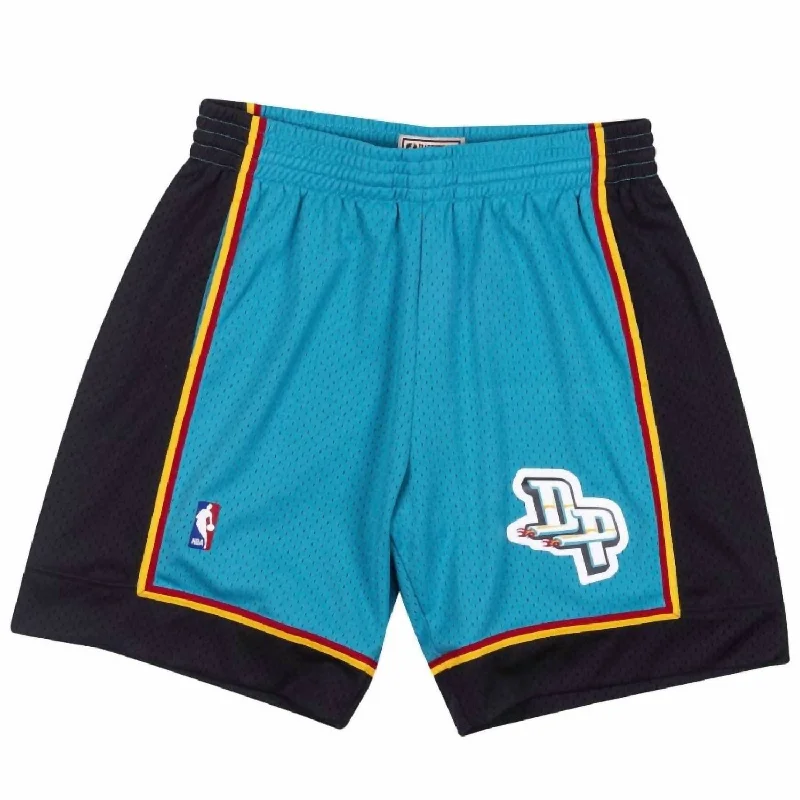 Comfort-First Men's Elastic Waistband Casual ShortsMen's Detroit Pistons 98 Swingman Shorts In Teal Comfort-First Men's Elastic Waistband Casual ShortsMen's Detroit Pistons 98 Swingman Shorts In Teal