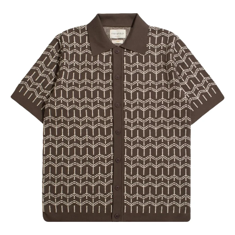 Men's Shirts with Patchwork SleevesZigger Cardigan Palm Tree Dark Brown