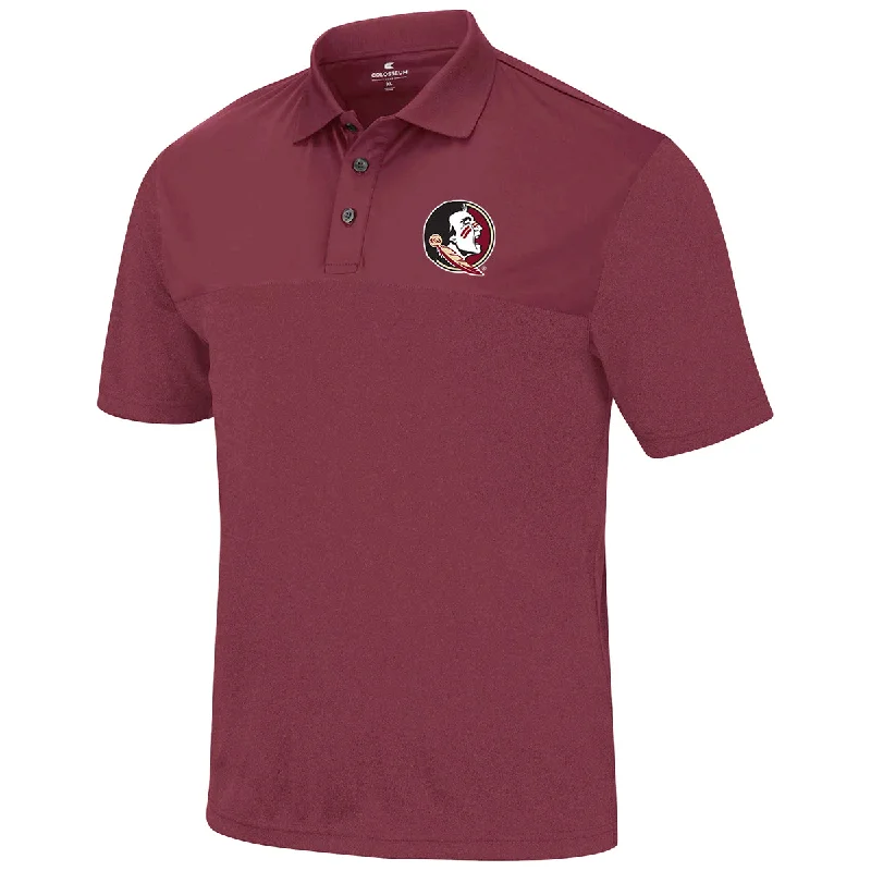 Men's Shirts with Appliquéd SleevesColosseum Men's Seminole Logo Potential Polo - Garnet Men's Shirts with Appliquéd SleevesColosseum Men's Seminole Logo Potential Polo - Garnet