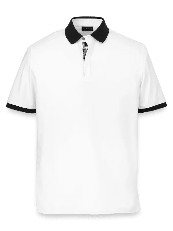 Men's Shirts with Hidden PocketsCotton Blend Three Button Polo - White